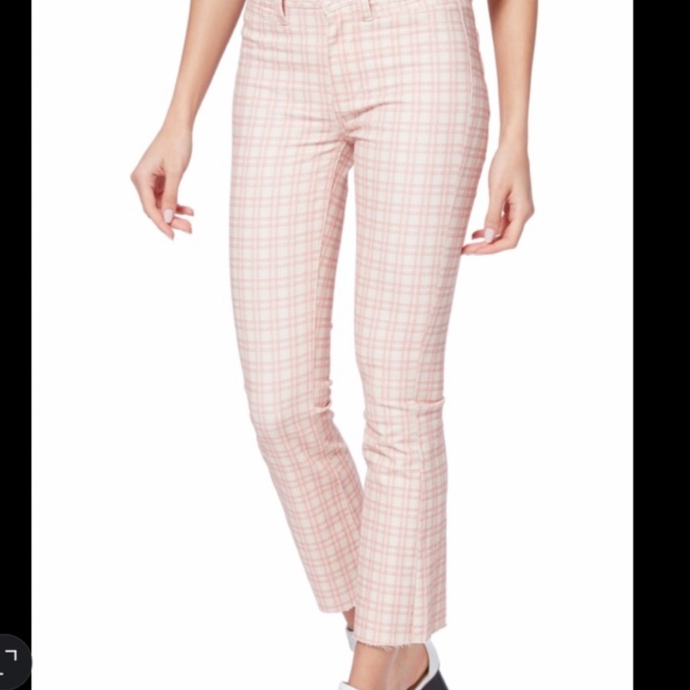 Paige Colette Micro Reed Plaid Jeans, 28